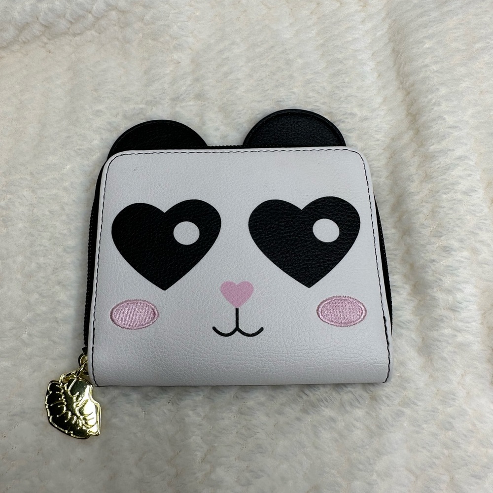 Betsey Johnson Panda folding wallet zip around